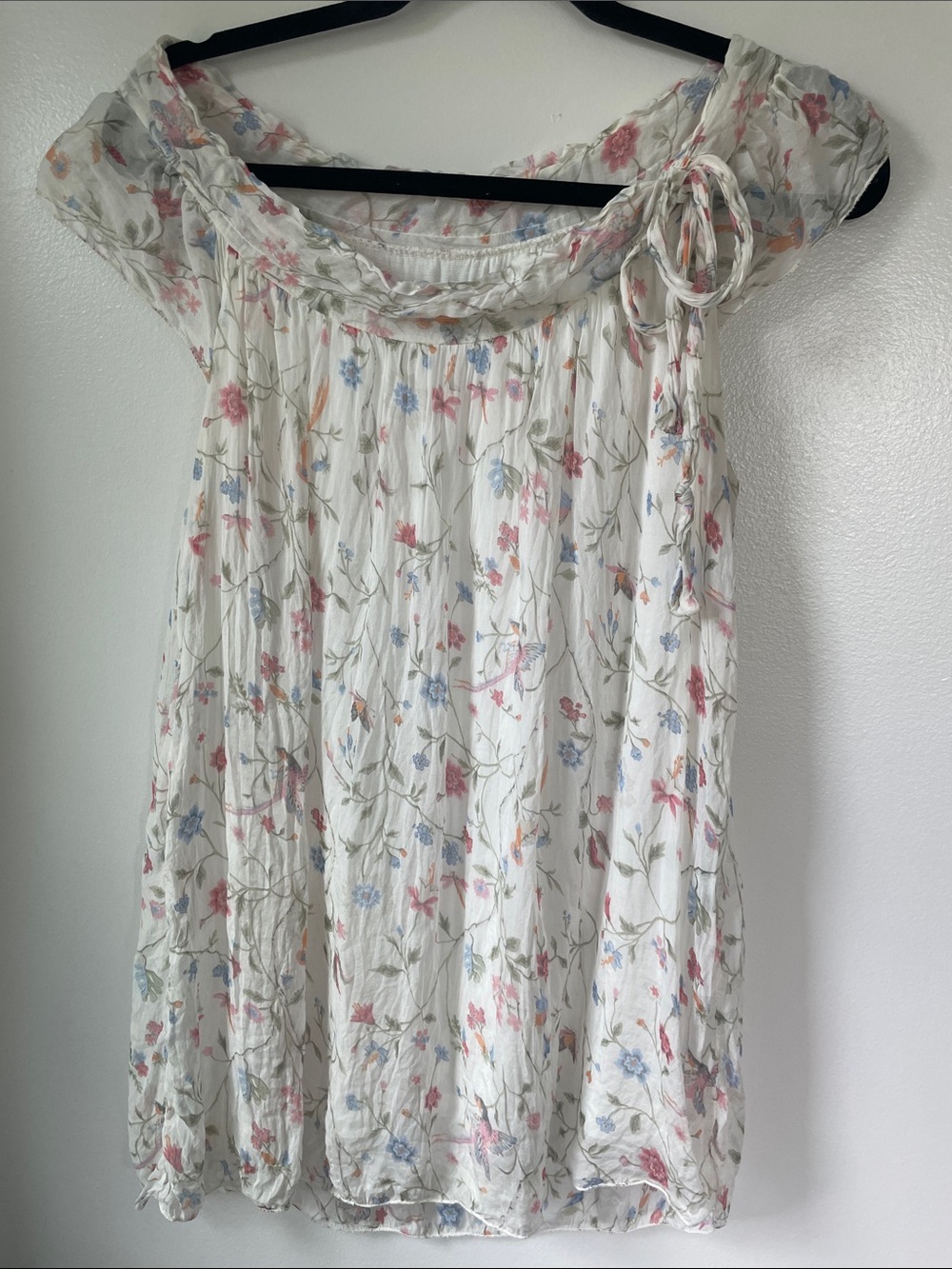 Lightweight White Floral Off-Shoulder Blouse